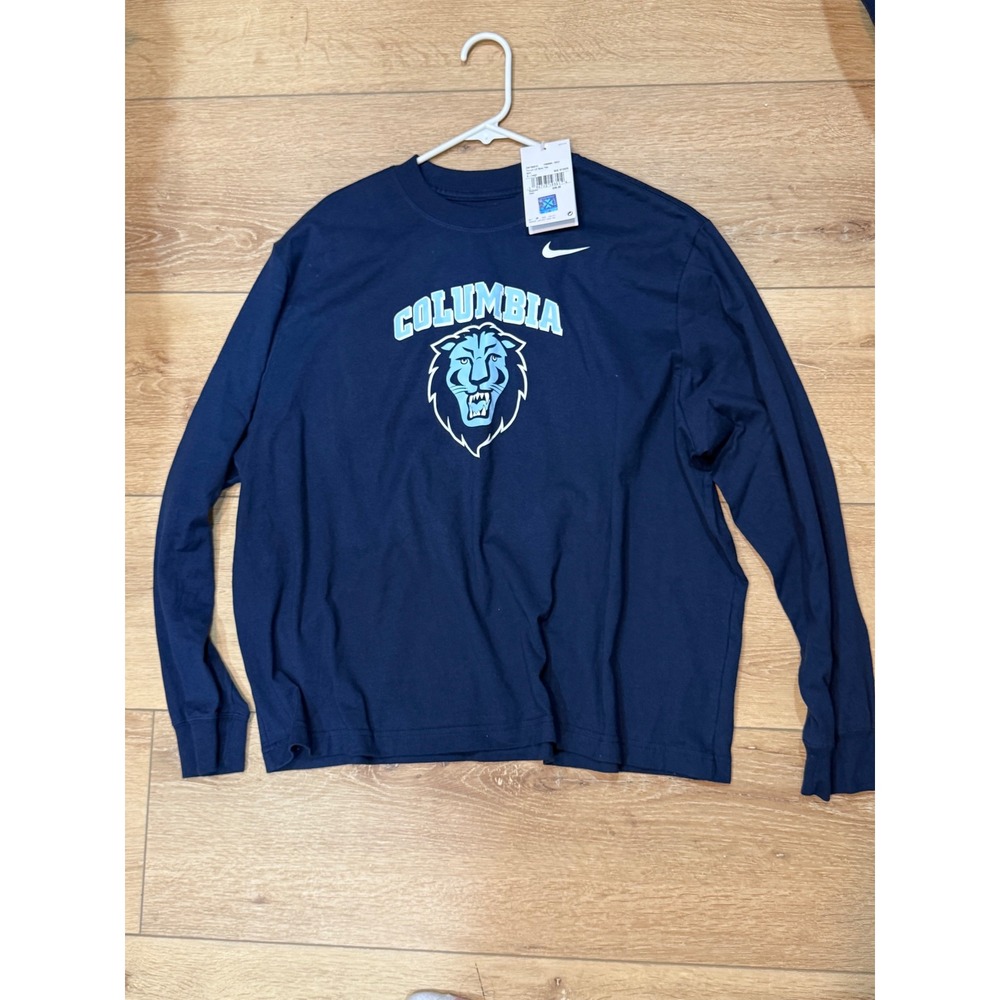 Nike Columbia Lions Womens XL Long‎ Sleeve Boxy Tee Navy Blue Cotton